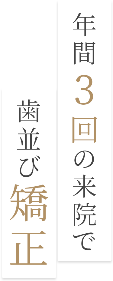 年間3回の来院で歯並び矯正