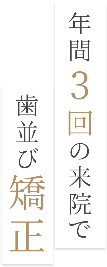 年間3回の来院で歯並び矯正